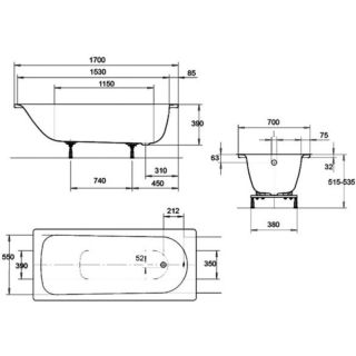 Стальная ванна Kaldwei Eurowa 312-1 170x70